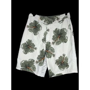 BKE Board Shorts Wet unlined Floral Print Polyester Mens White Size 30
